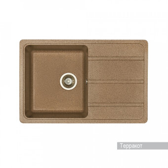 Мойка для кухни Аманда 780x510x211 мм, прямоуг. с крылом, терракот Мойка для кухни Аманда 780x510x211 мм, прямоуг. с крылом, терракот