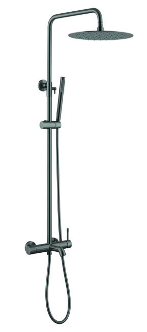Стойка для душа со смесителем , Uno Gun Metall, верхний душ латунь Стойка для душа со смесителем , Uno Gun Metall, верхний душ латунь