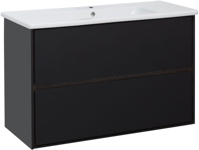 Тумба под раковину Aquanet Милан 100 черный глянец Тумба под раковину Aquanet Милан 100 черный глянец
