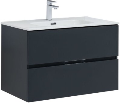 Тумба под раковину Aquanet Алвита New 80 2 ящика, антрацит Тумба под раковину Aquanet Алвита New 80 2 ящика, антрацит