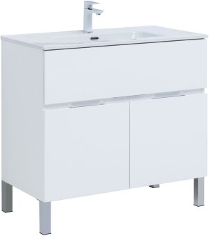 Тумба под раковину Aquanet Алвита New 90 1 ящик, 2 дверцы, белый матовый Тумба под раковину Aquanet Алвита New 90 1 ящик, 2 дверцы, белый матовый