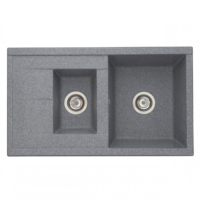 Мойка для кухни Делия 87 870x510x218 мм, прямоуг. с крылом и доп. чашей, серый Мойка для кухни Делия 87 870x510x218 мм, прямоуг. с крылом и доп. чашей, серый