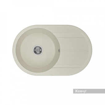 Мойка для кухни Амира 780x500x211 мм, круглая с крылом, жемчуг Мойка для кухни Амира 780x500x211 мм, круглая с крылом, жемчуг
